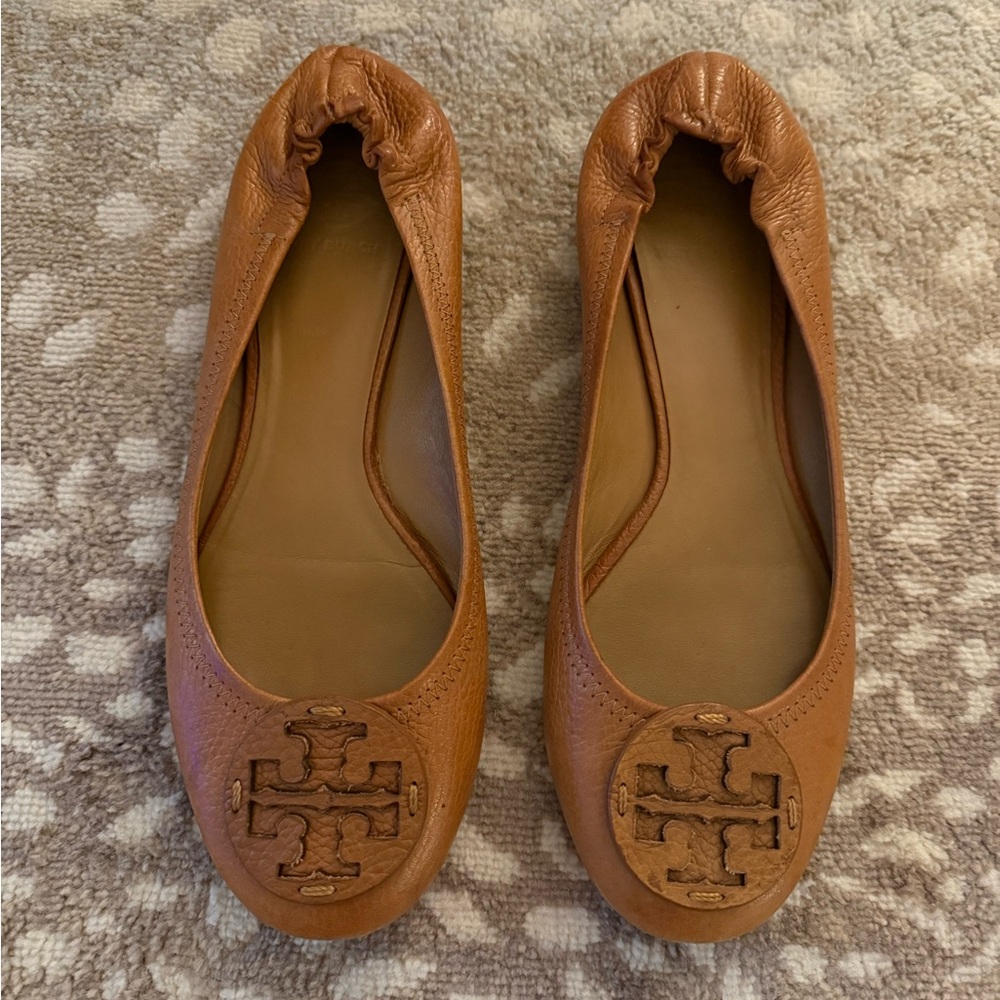 Tory Burch Light Brown Leather Ballet Flats